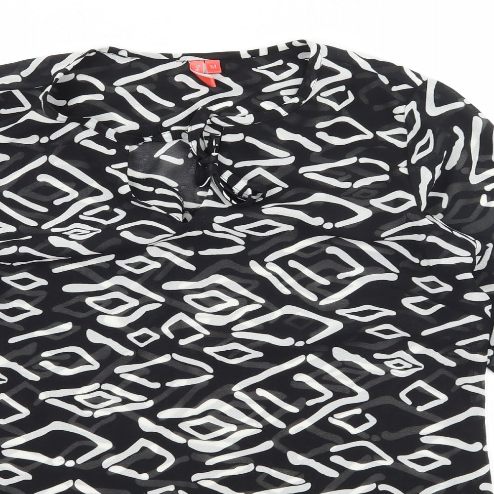 The Gud Look Womens Black Geometric  Basic Blouse Size M