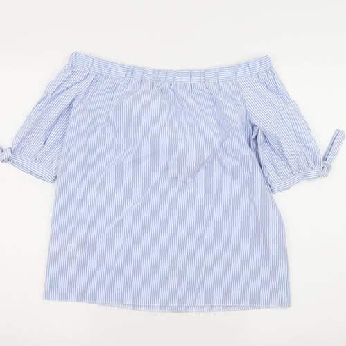 F&F Womens Blue Striped  Basic Blouse Size 10