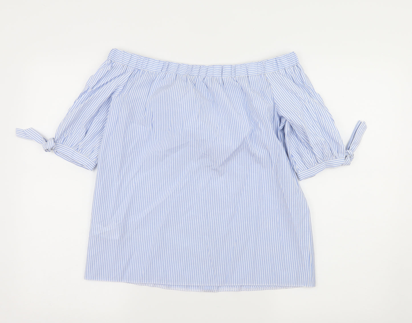 F&F Womens Blue Striped  Basic Blouse Size 10