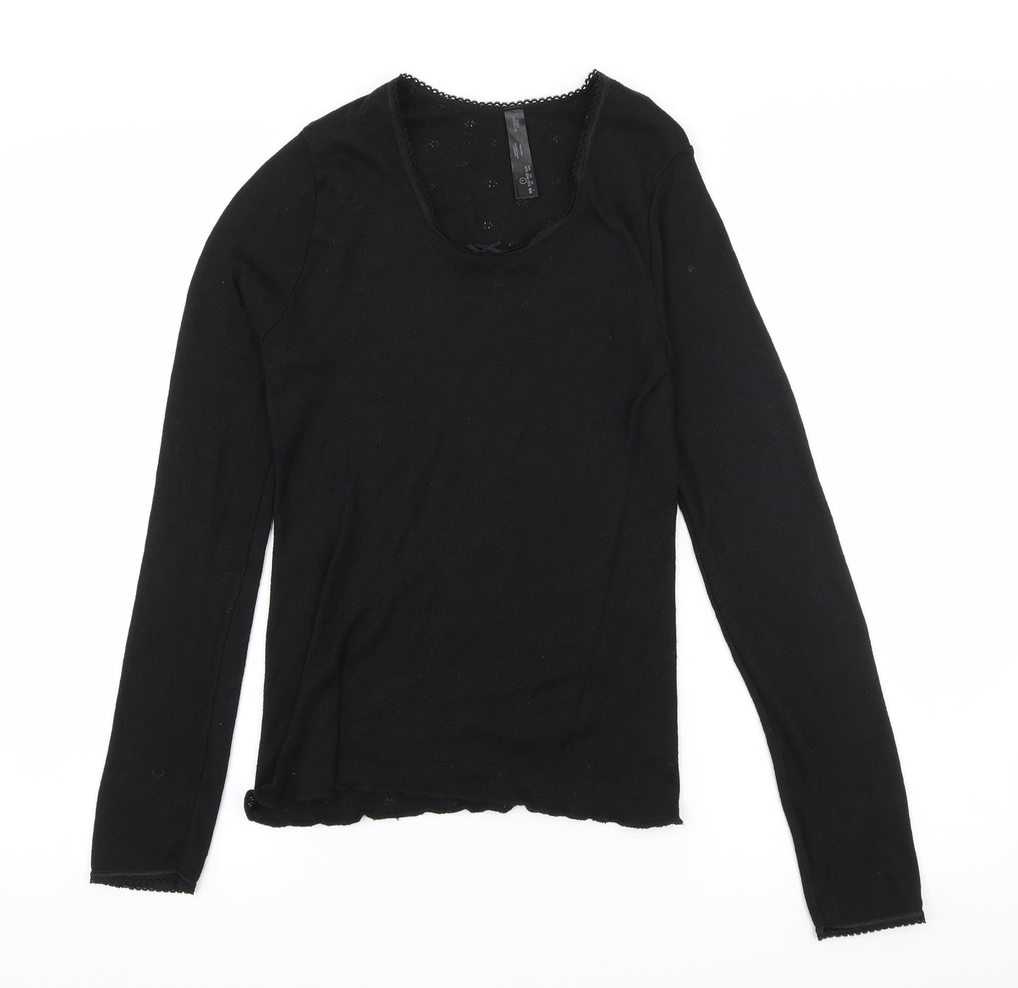 Secret Possesions Womens Black Solid Jersey Top Pyjama Top Size 14