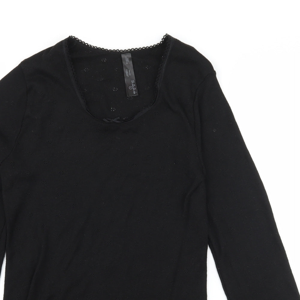 Secret Possesions Womens Black Solid Jersey Top Pyjama Top Size 14