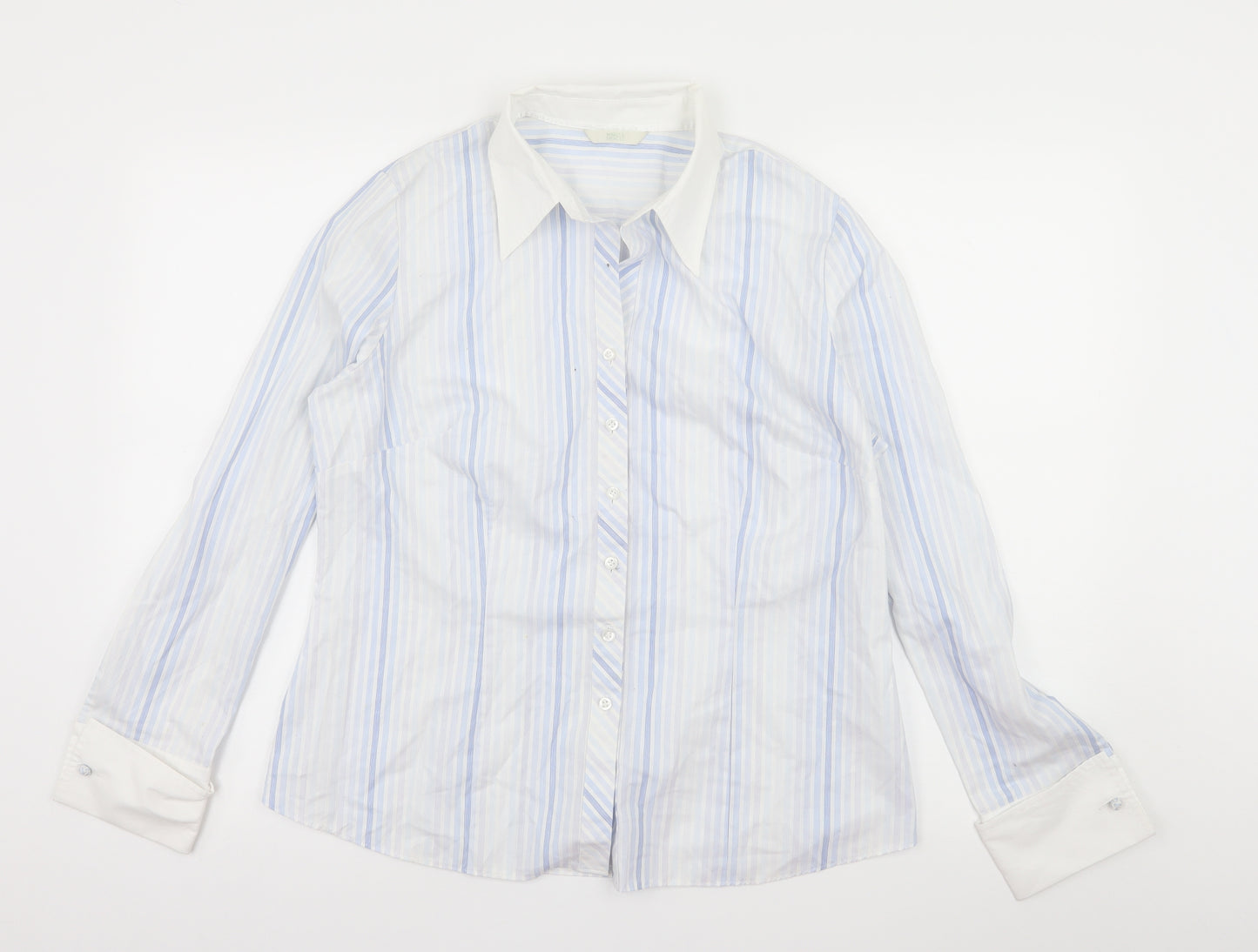 Marks and Spencer Womens Blue Striped  Basic Button-Up Size 16