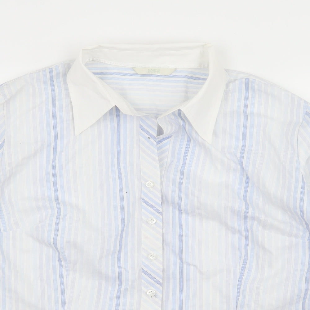 Marks and Spencer Womens Blue Striped  Basic Button-Up Size 16