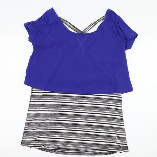 TU Womens Grey Striped Jersey Basic T-Shirt Size M