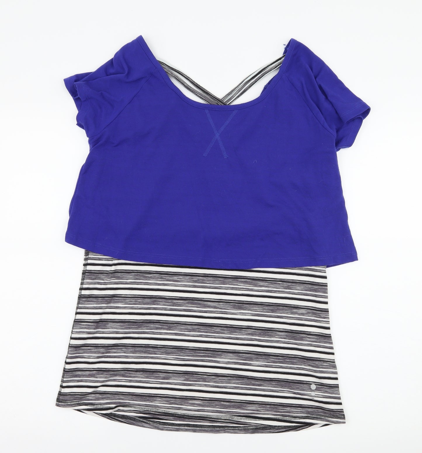 TU Womens Grey Striped Jersey Basic T-Shirt Size M