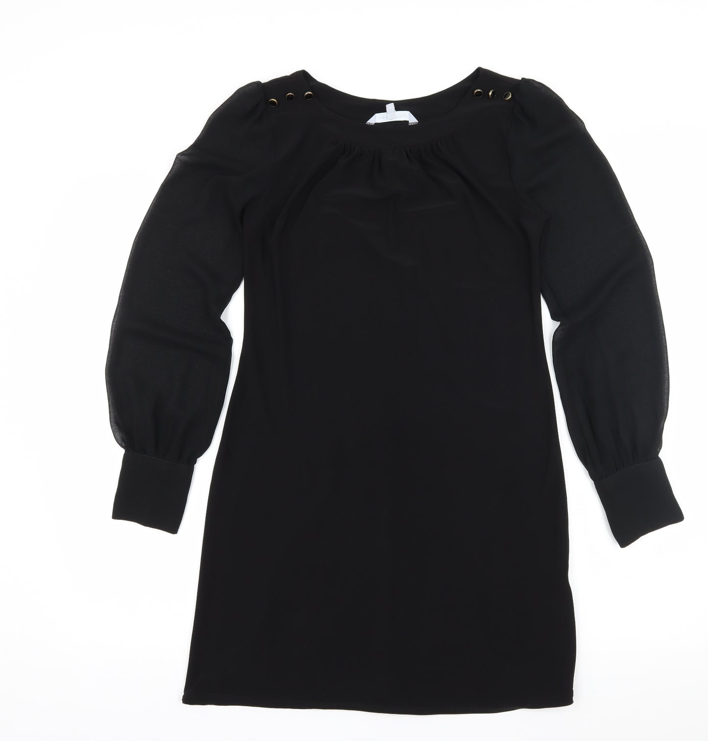 Red Herring Womens Black  Jersey A-Line  Size 10  - Sheer Sleeves