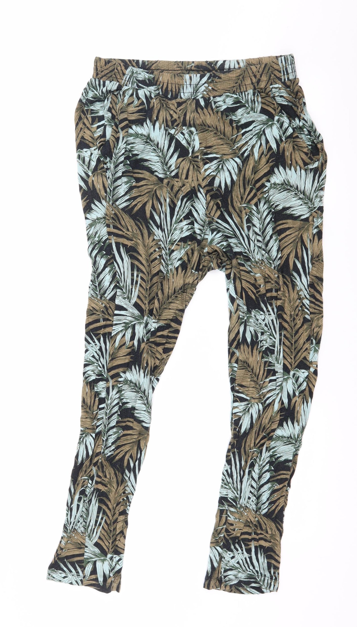 H&M Womens Multicoloured Floral Jersey Harem Trousers Size M L25 in