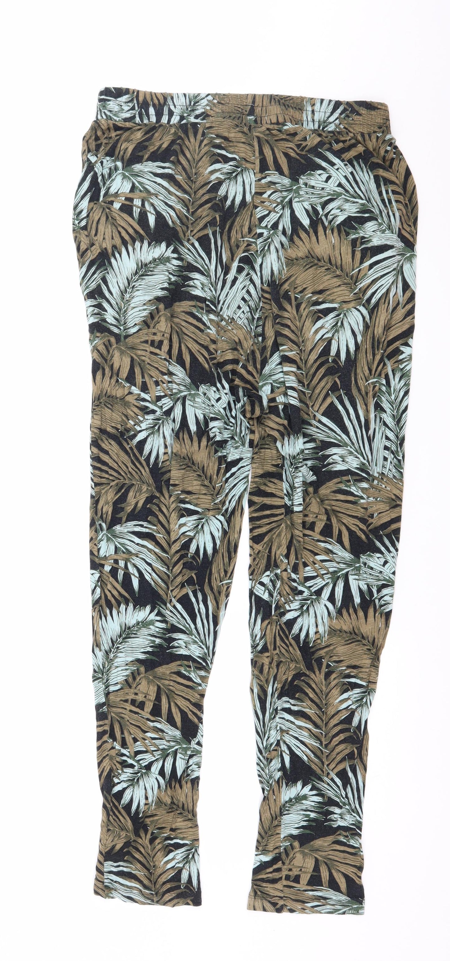 H&M Womens Multicoloured Floral Jersey Harem Trousers Size M L25 in