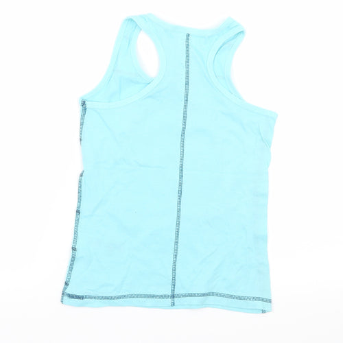Young Dimension Girls Blue Striped Jersey Basic Tank Size 7-8 Years  - Puppy