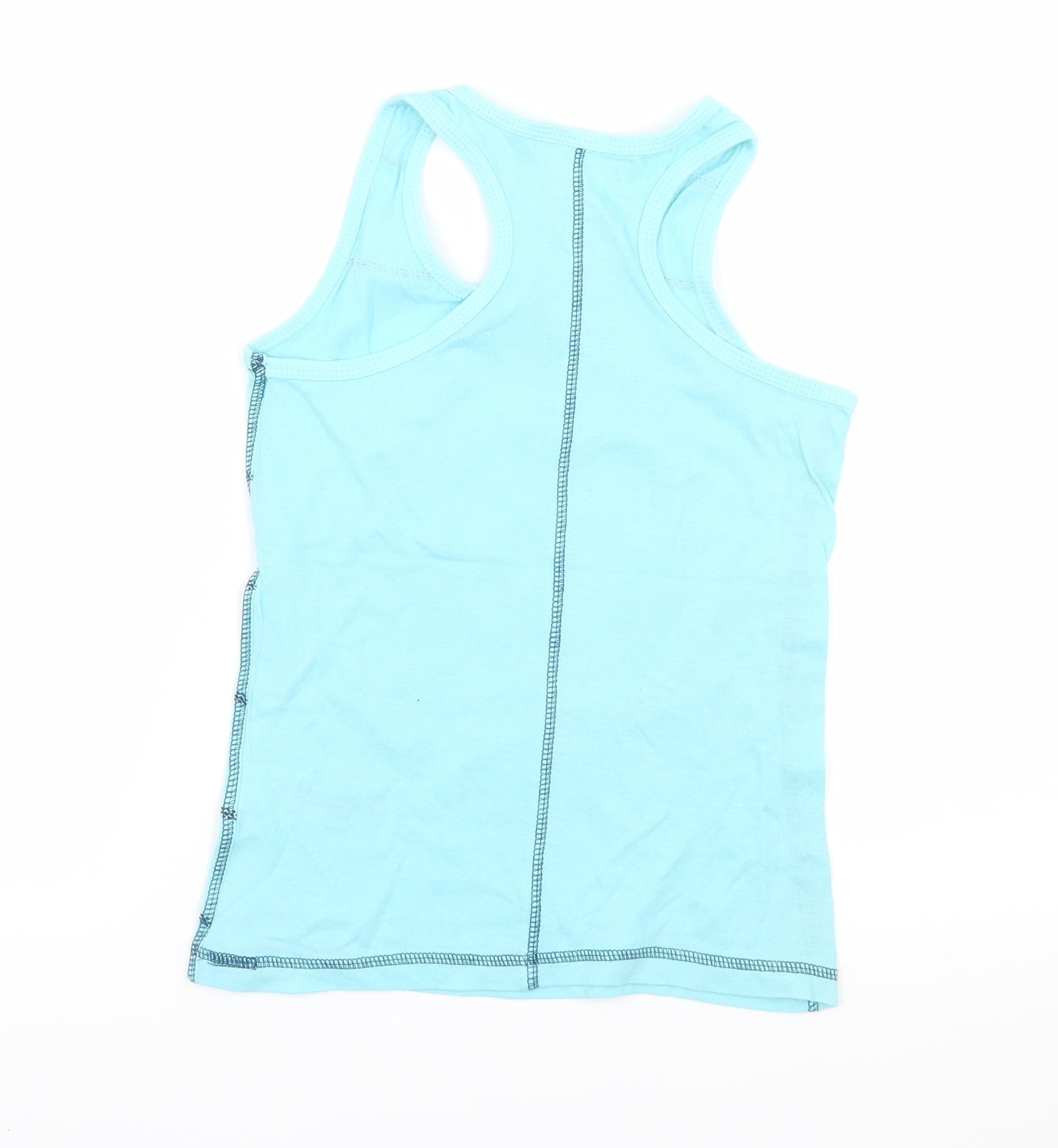Young Dimension Girls Blue Striped Jersey Basic Tank Size 7-8 Years  - Puppy