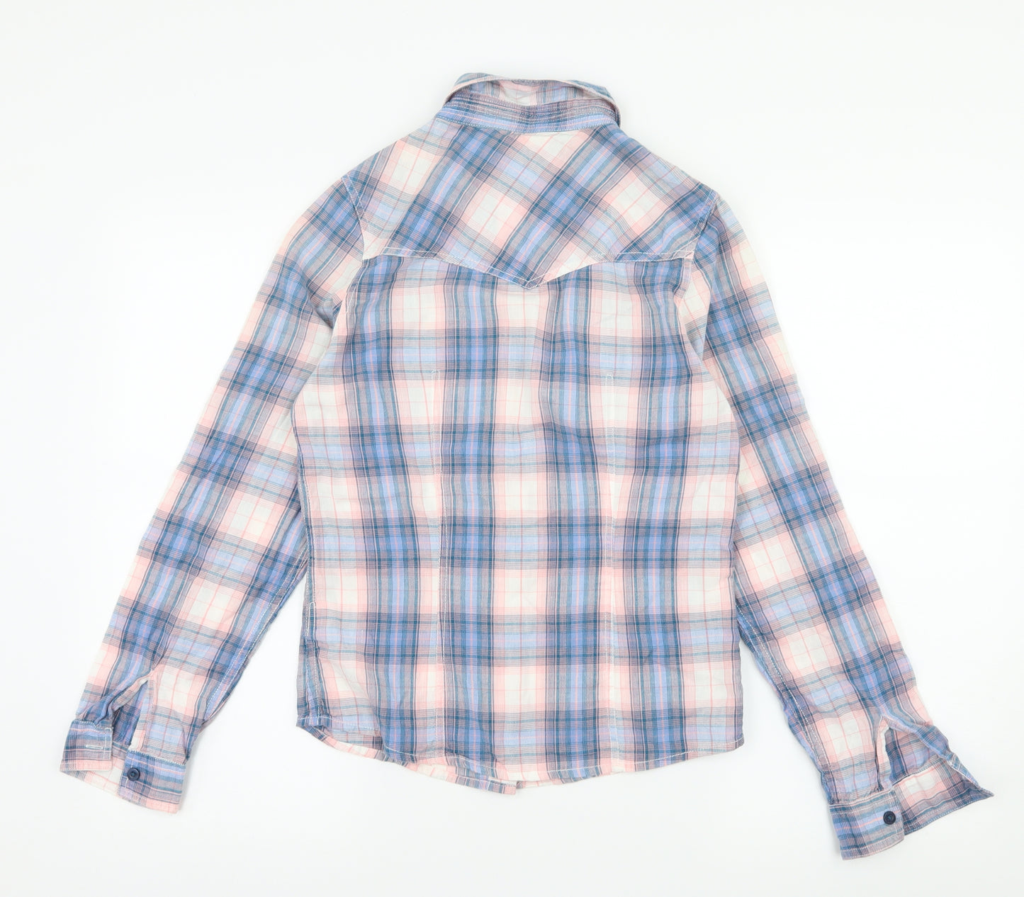 SoulCal&Co Womens Blue Plaid  Basic Button-Up Size 10