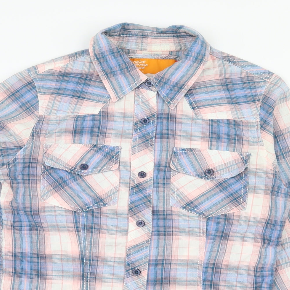 SoulCal&Co Womens Blue Plaid  Basic Button-Up Size 10