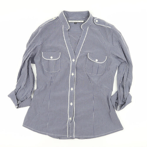 NEXT Womens Blue Striped  Basic Button-Up Size 10
