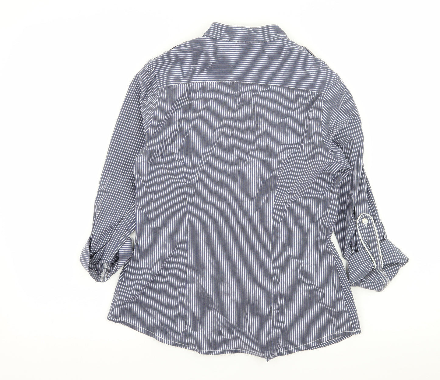 NEXT Womens Blue Striped  Basic Button-Up Size 10