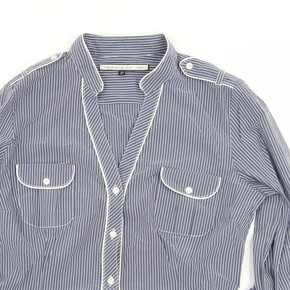 NEXT Womens Blue Striped  Basic Button-Up Size 10