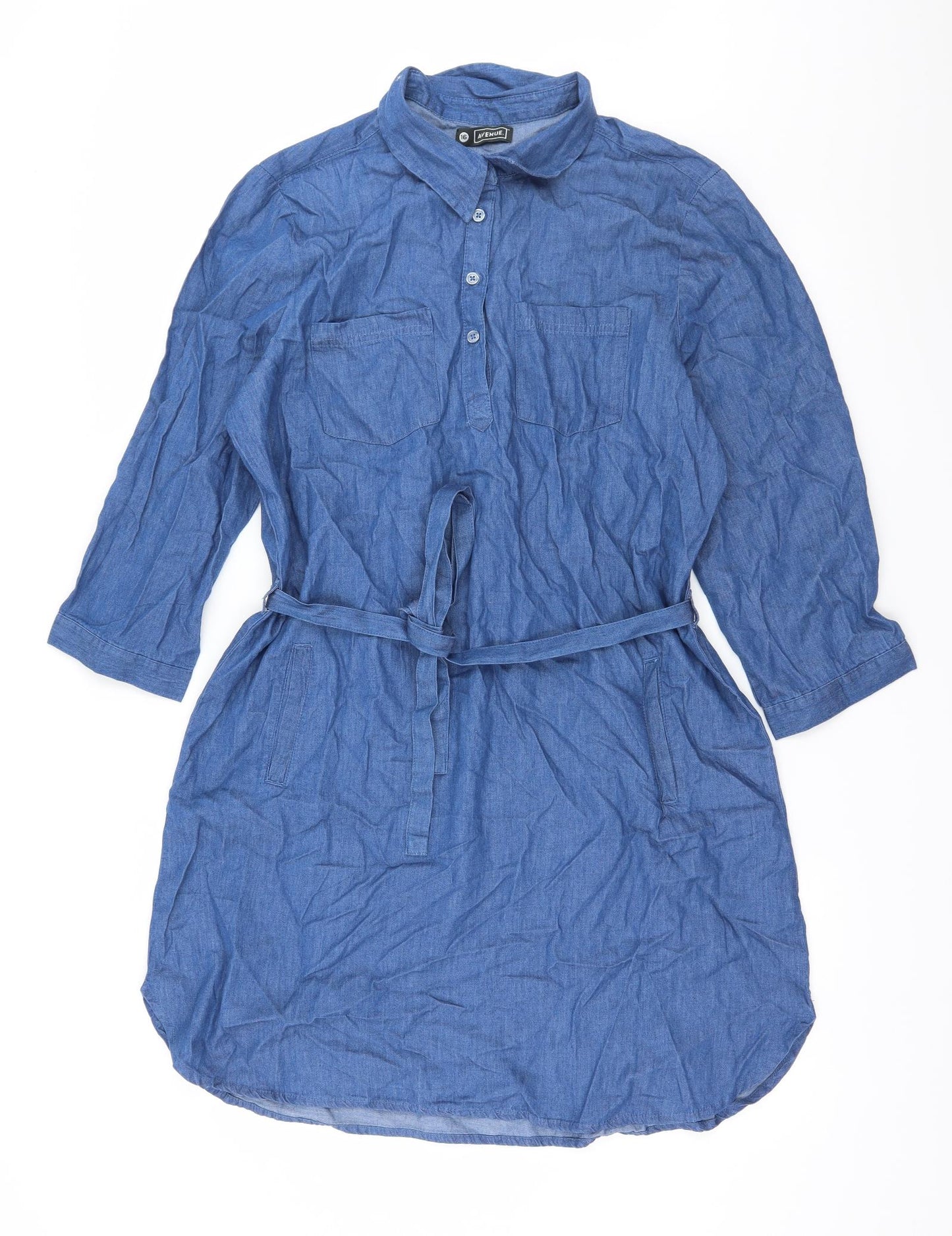 Avenue Womens Blue   Shirt Dress  Size 16