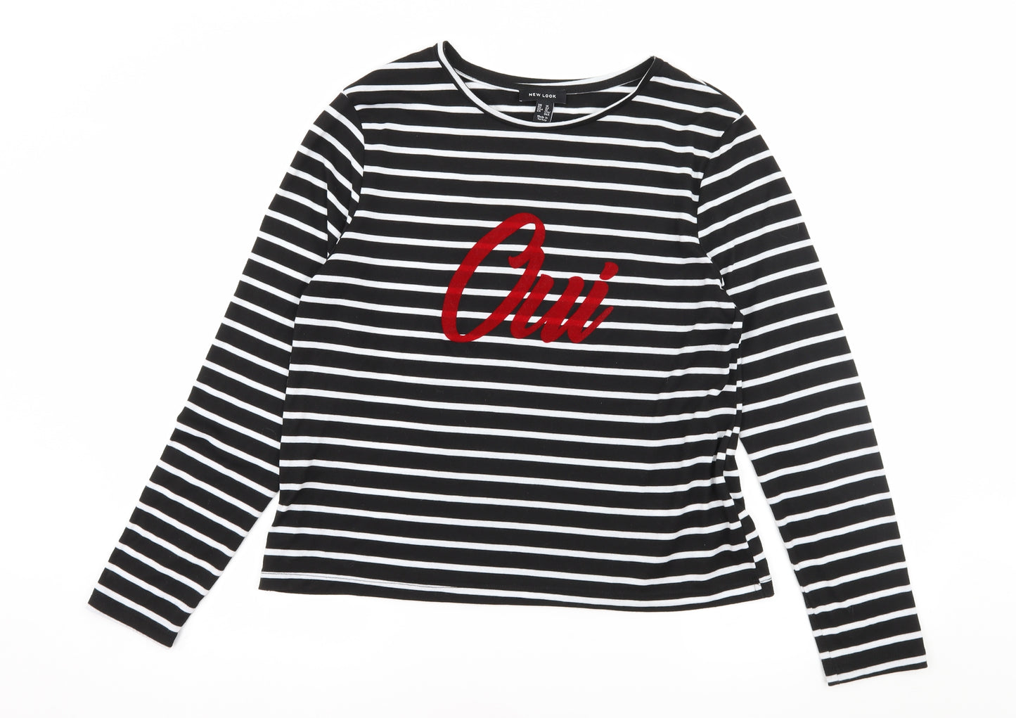 New Look Womens Black Striped Jersey Basic T-Shirt Size 14  - Oui