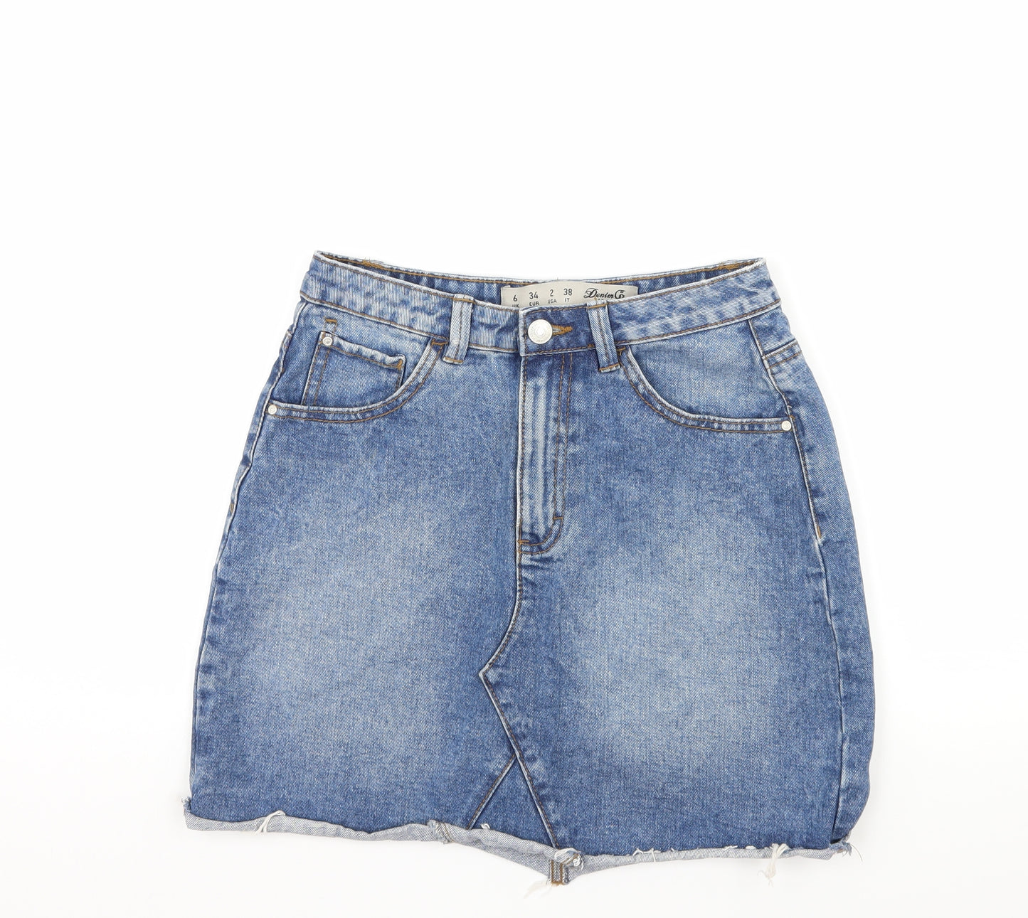 Denim & Co. Womens Blue  Denim A-Line Skirt Size 6