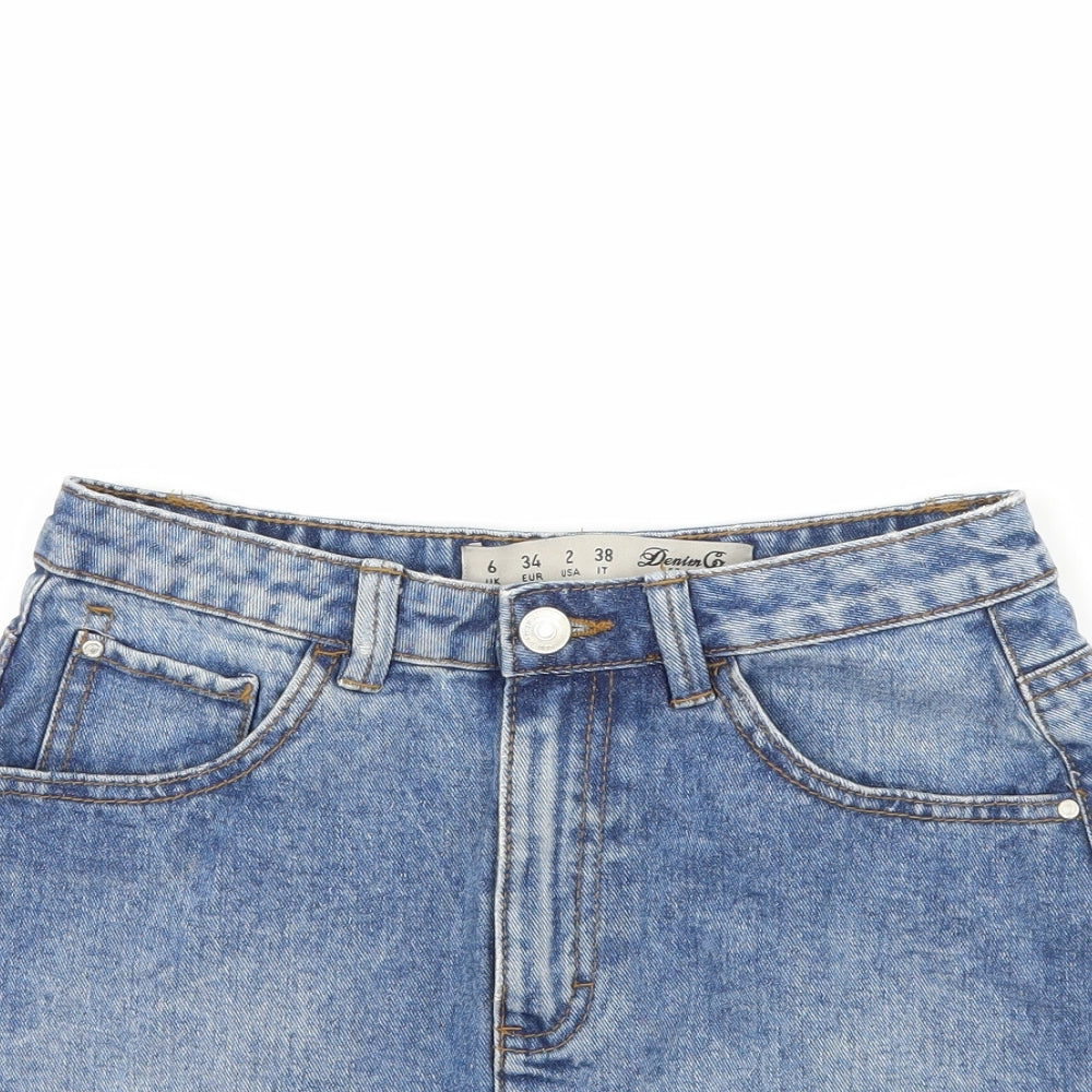 Denim & Co. Womens Blue  Denim A-Line Skirt Size 6