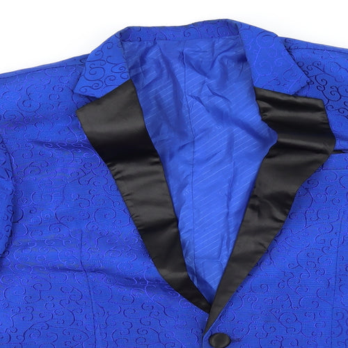 Lang Ku Mens Blue Geometric  Jacket Suit Size L