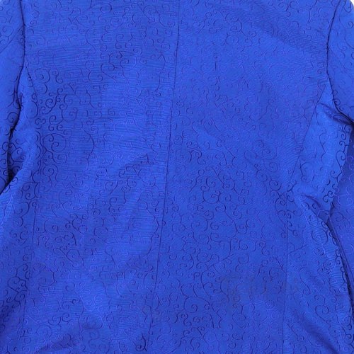 Lang Ku Mens Blue Geometric  Jacket Suit Size L
