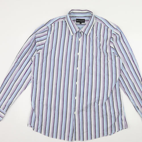 NEXT Mens White Striped   Dress Shirt Size 2XL