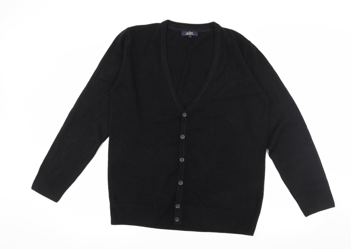Easy Mens Black  Knit Cardigan Jumper Size M