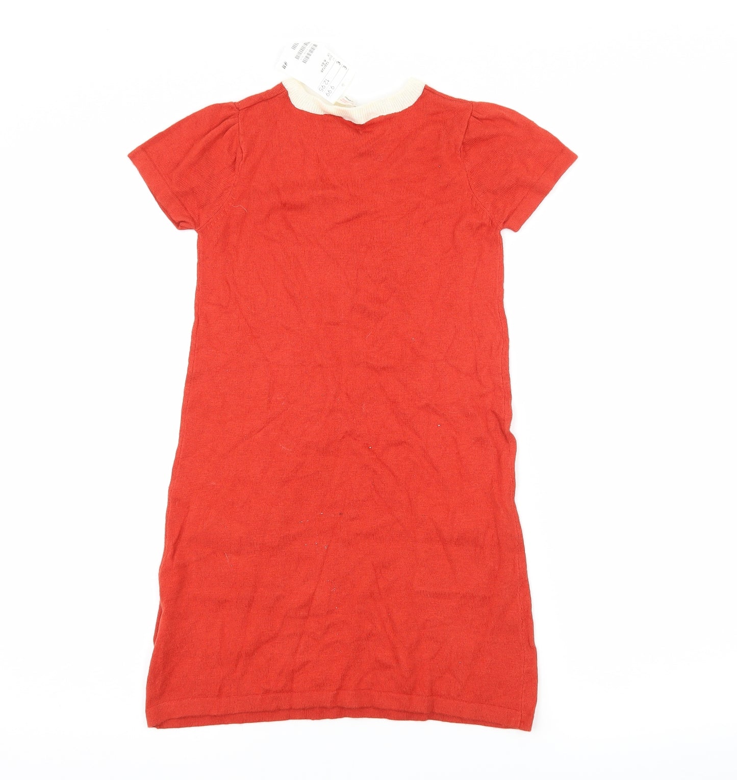 H&M Girls Red Geometric Knit T-Shirt Dress  Size 7-8 Years