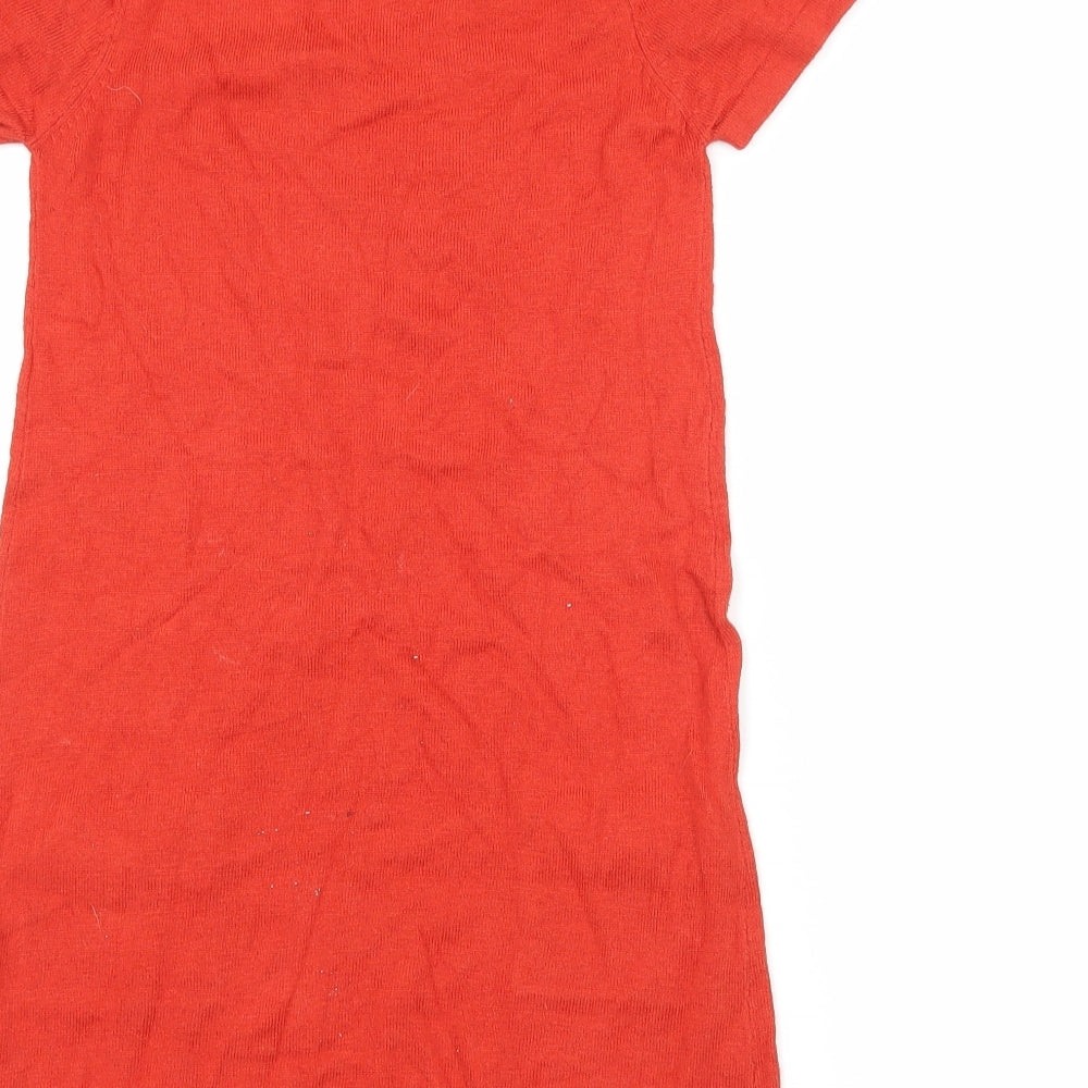 H&M Girls Red Geometric Knit T-Shirt Dress  Size 7-8 Years
