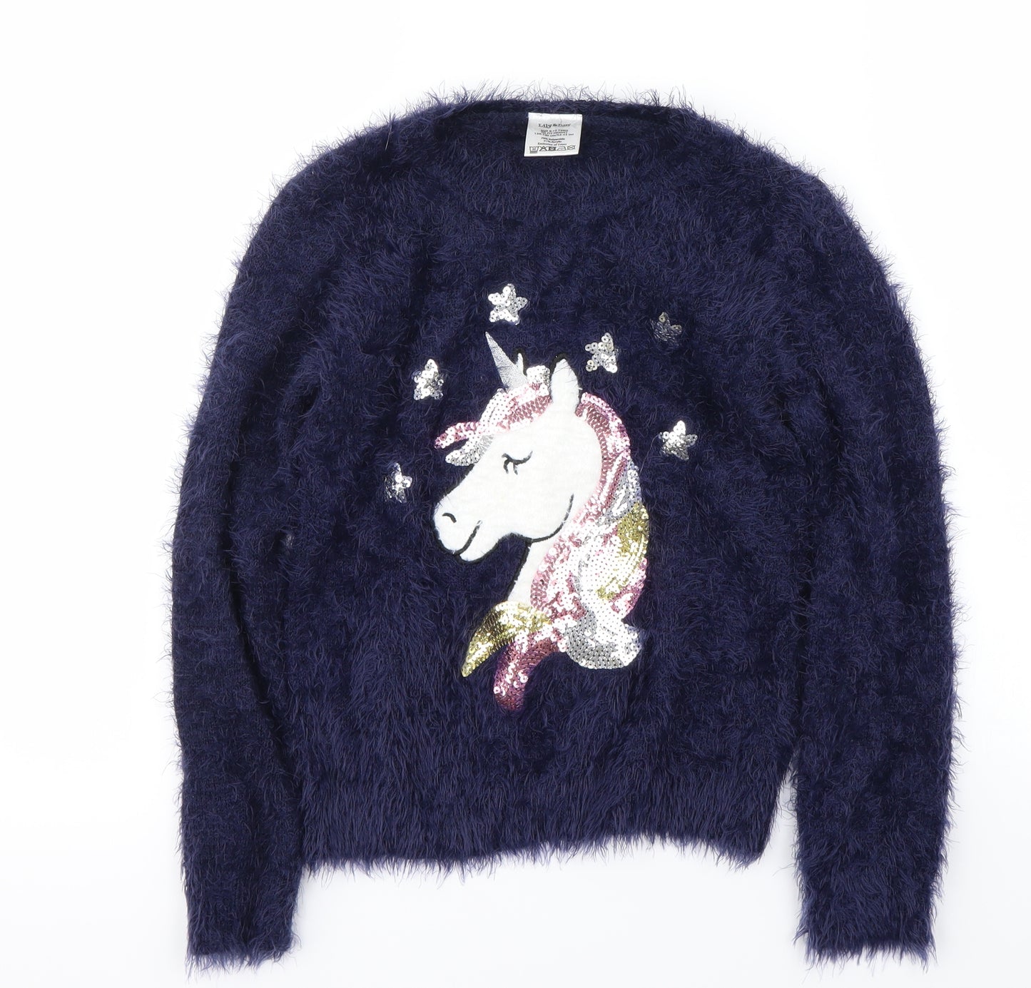 lily&dan  Girls Blue   Pullover Jumper Size 9-10 Years