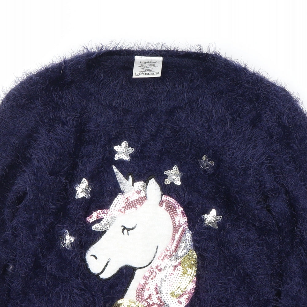 lily&dan  Girls Blue   Pullover Jumper Size 9-10 Years