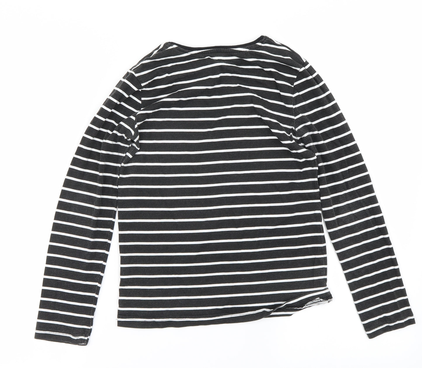 Primark Girls Black Striped  Basic T-Shirt Size 10-11 Years