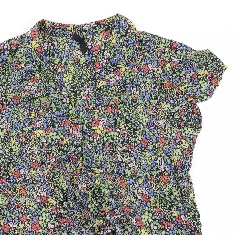 Marks and Spencer Womens Black Floral  Basic Blouse Size 12