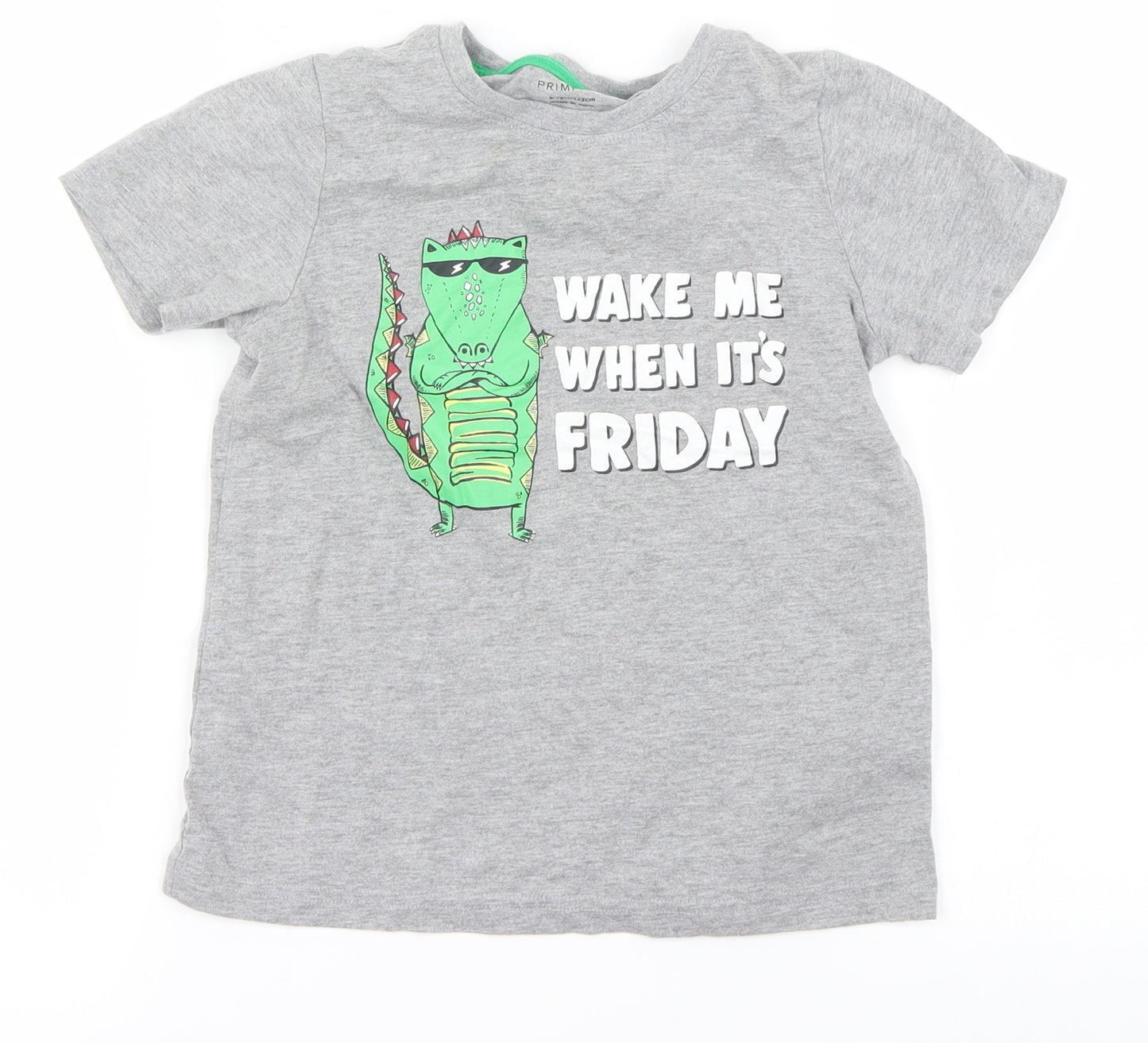 Primark Boys Grey   Basic T-Shirt Size 6-7 Years