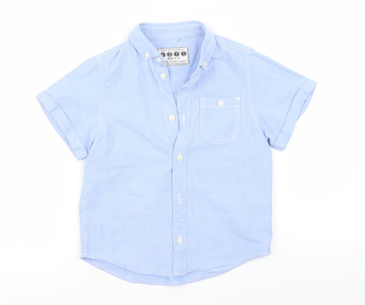 Preworn Boys Blue   Basic Button-Up Size 4-5 Years