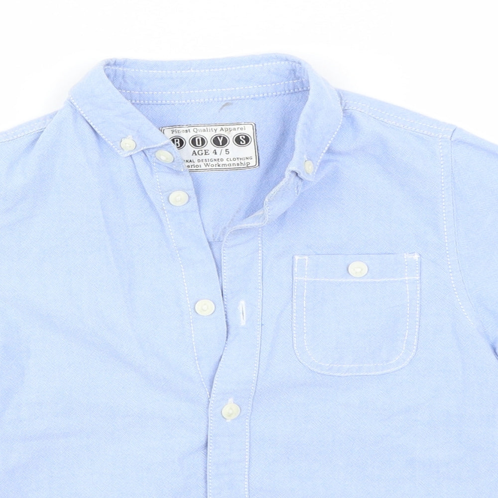 Preworn Boys Blue   Basic Button-Up Size 4-5 Years