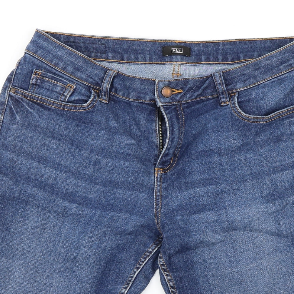 F&F Womens Blue   Cut-Off Shorts Size 14