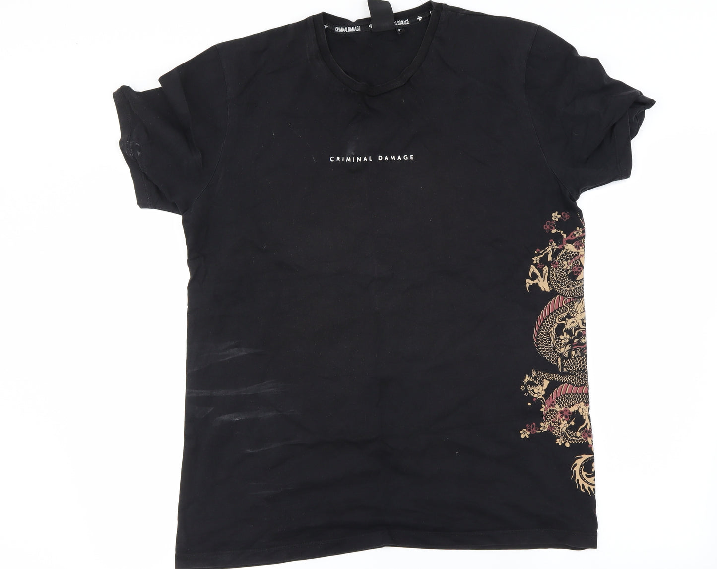 Criminal Damage Mens Black    T-Shirt Size XL