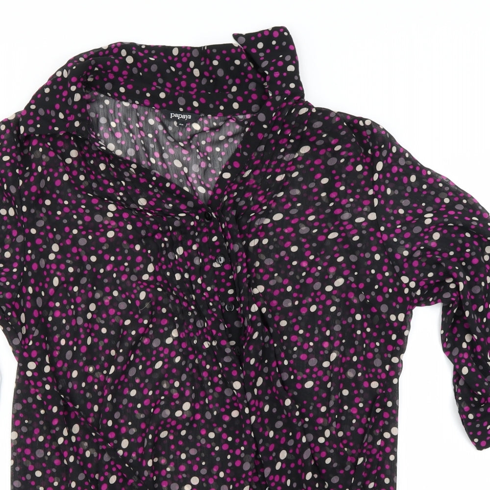 Papaya Womens Black Polka Dot  Basic Blouse Size 20