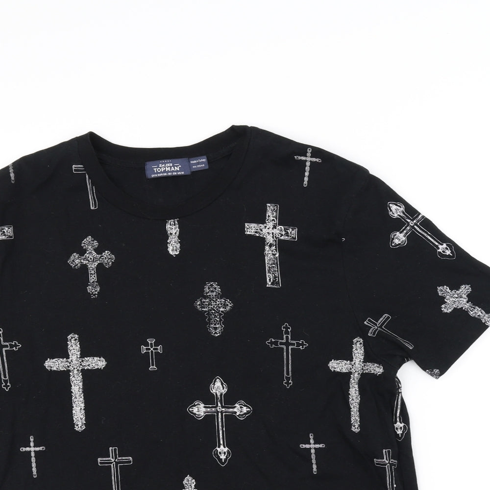 Topman Mens Black    T-Shirt Size M