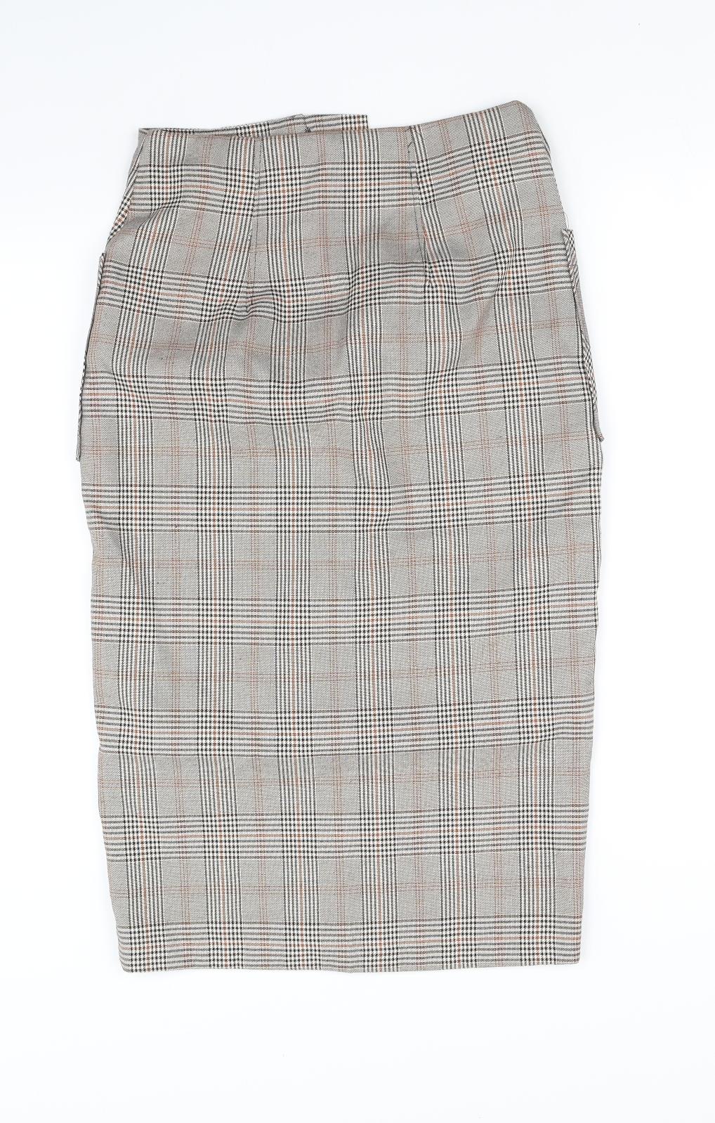 Primark Womens Grey Check  Flare Skirt Size 8