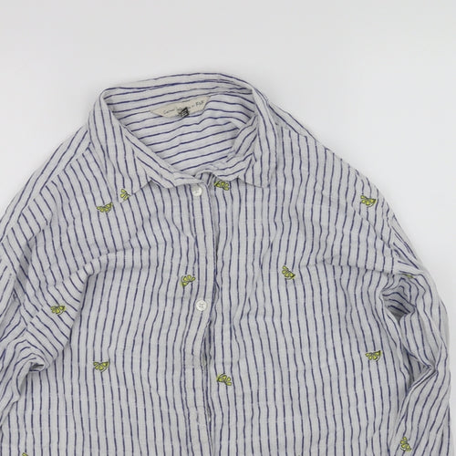 F&F Womens White Striped  Basic Button-Up Size 10