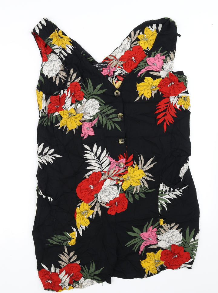 Dorothy Perkins Womens Black Floral Jumpsuit One-Piece