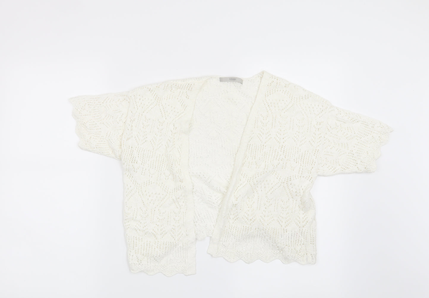 George Womens White Geometric  Shrug Jumper Size 14