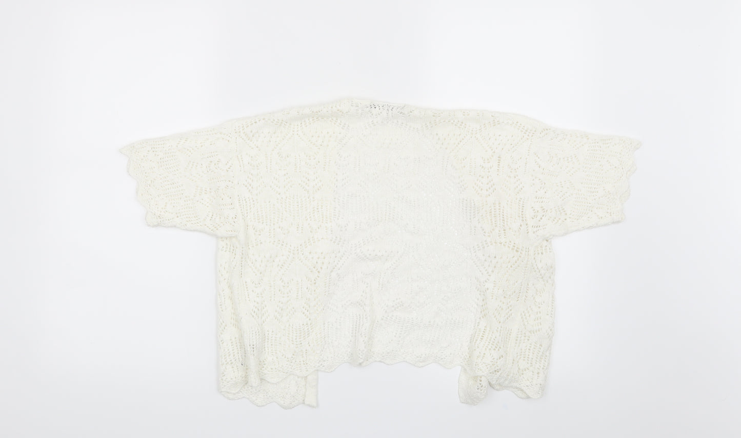 George Womens White Geometric  Shrug Jumper Size 14