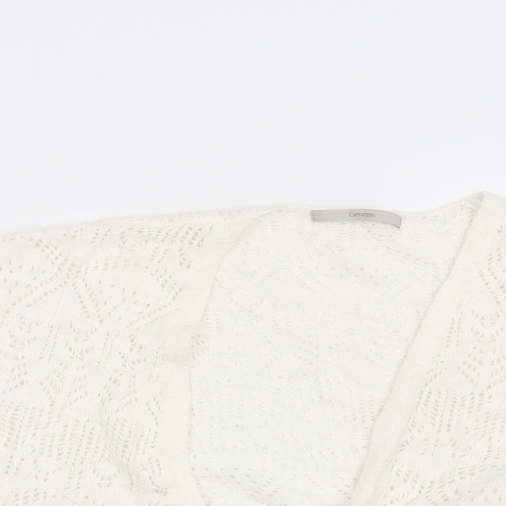 George Womens White Geometric  Shrug Jumper Size 14