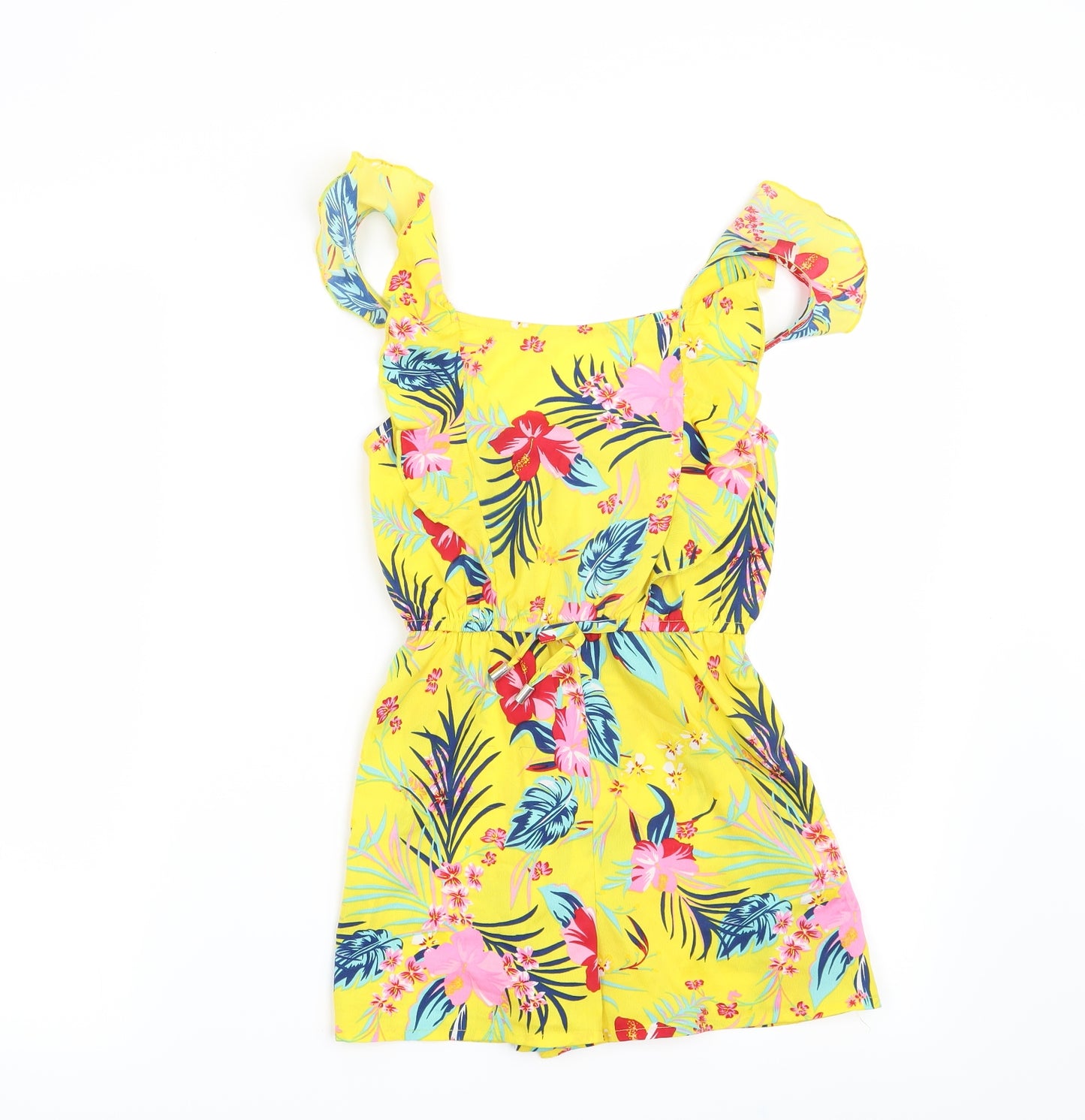 Primark Girls Yellow Floral  Playsuit One-Piece Size 8-9 Years