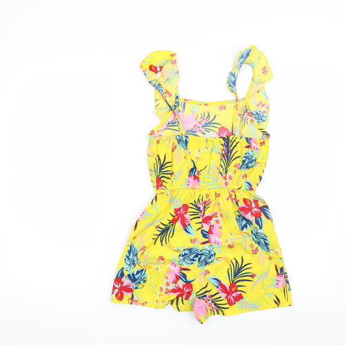 Primark Girls Yellow Floral  Playsuit One-Piece Size 8-9 Years