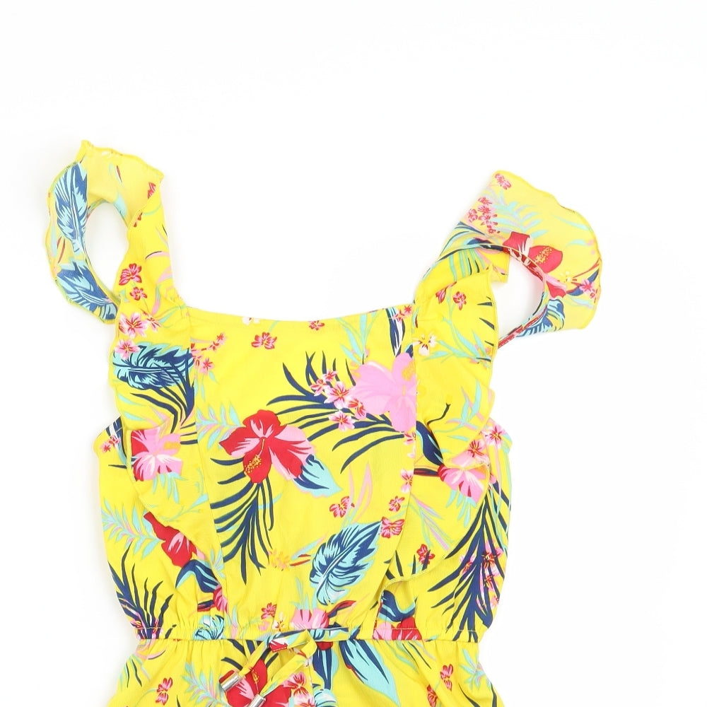 Primark Girls Yellow Floral  Playsuit One-Piece Size 8-9 Years