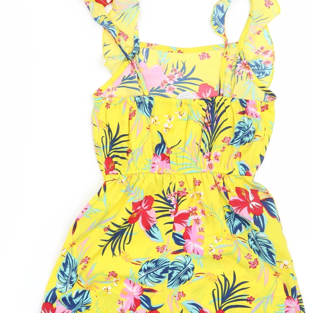 Primark Girls Yellow Floral  Playsuit One-Piece Size 8-9 Years